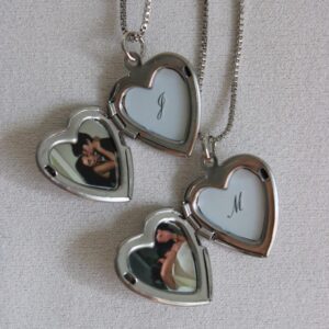 Personalized Silver Heart Locket Necklace