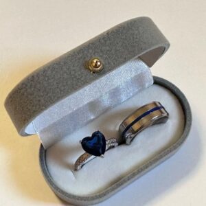 Matching Blue Gemstone Couple Ring Set
