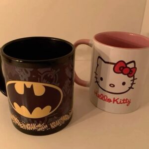 Custom Printed Ceramic Coffee Mugs (Batman & Hello Kitty themes)